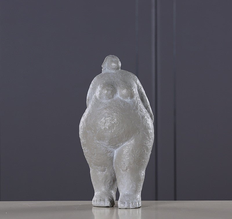 Abstract Resin Figurine Sculpture – Minimalist Modern Body Art Décor - Stone Grey Figurine - 