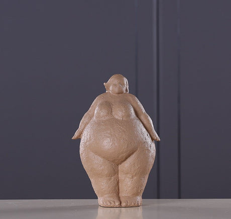 Abstract Resin Figurine Sculpture – Minimalist Modern Body Art Décor - Sand Beige Figurine - 
