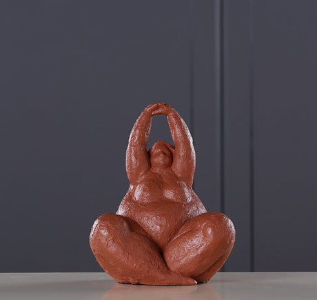 Abstract Resin Figurine Sculpture – Minimalist Modern Body Art Décor - Terracotta Red Figurine - 