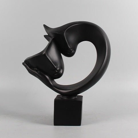 Abstract Resin Sculpture – Modern Minimalist Home Décor Ornament - Black - 