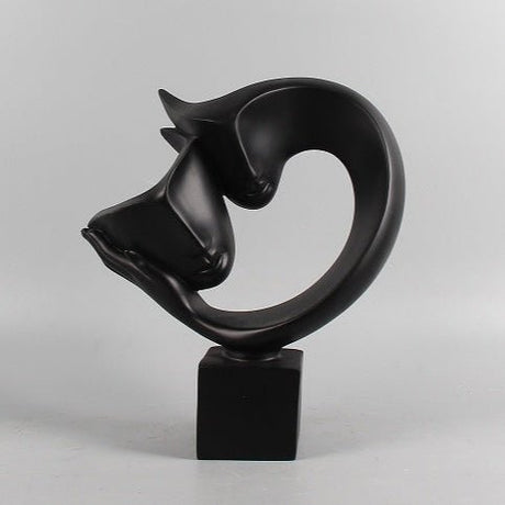 Abstract Resin Sculpture – Modern Minimalist Home Décor Ornament - Black - 