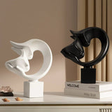 Abstract Resin Sculpture – Modern Minimalist Home Décor Ornament - Black - 