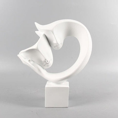 Abstract Resin Sculpture – Modern Minimalist Home Décor Ornament - White - 
