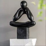 Abstract Resin Sculpture – Modern Minimalist Meditative Figurine - White - 