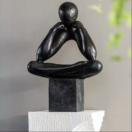 Abstract Resin Sculpture – Modern Minimalist Meditative Figurine - White - 