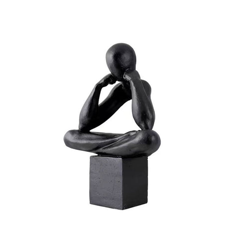 Abstract Resin Sculpture – Modern Minimalist Meditative Figurine - Black - 