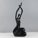 Abstract Sitting Character Resin Sculptures – Modern Minimalist Ornaments (Black, White, Red) - Black Stretch - 