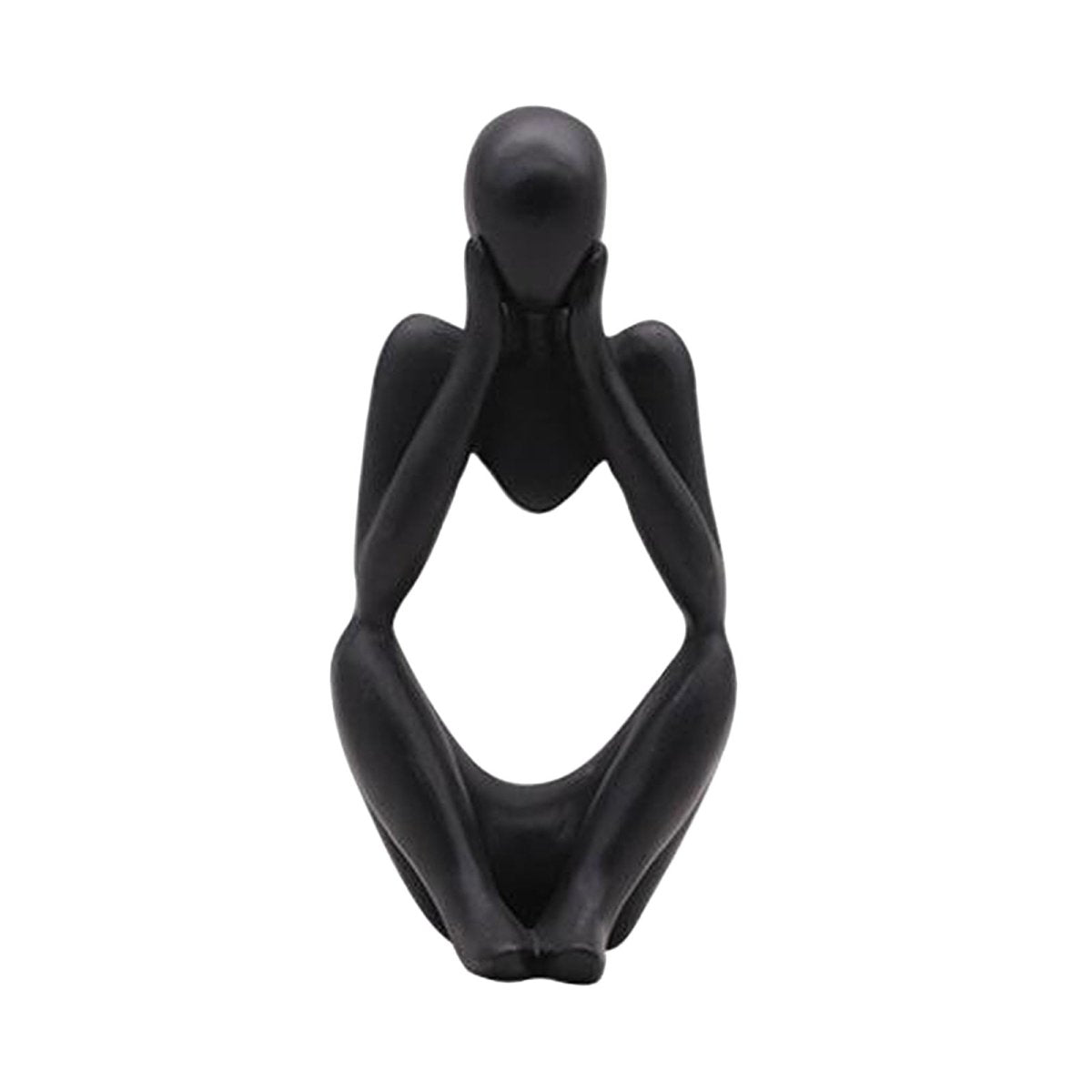 Abstract Thinker Resin Sculpture – Modern Artistic Ornaments in Black, White & Gold - C - Black - 
