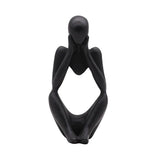 Abstract Thinker Resin Sculpture – Modern Artistic Ornaments in Black, White & Gold - C - Black - 