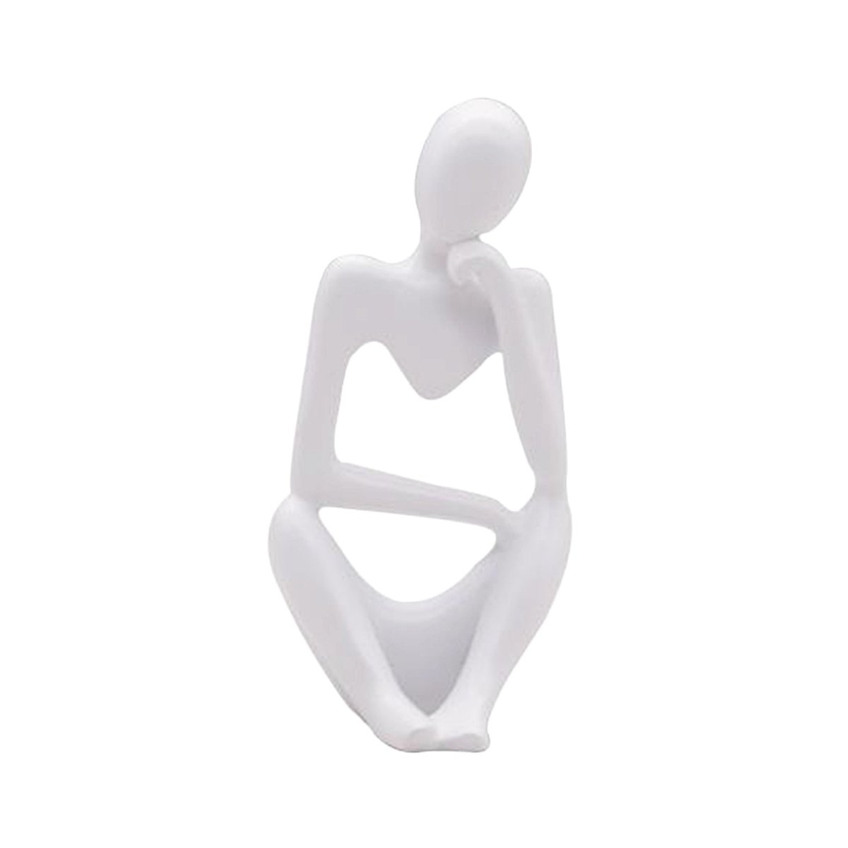 Abstract Thinker Resin Sculpture – Modern Artistic Ornaments in Black, White & Gold - A - White - 