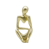 Abstract Thinker Resin Sculpture – Modern Artistic Ornaments in Black, White & Gold - A - Gold - 