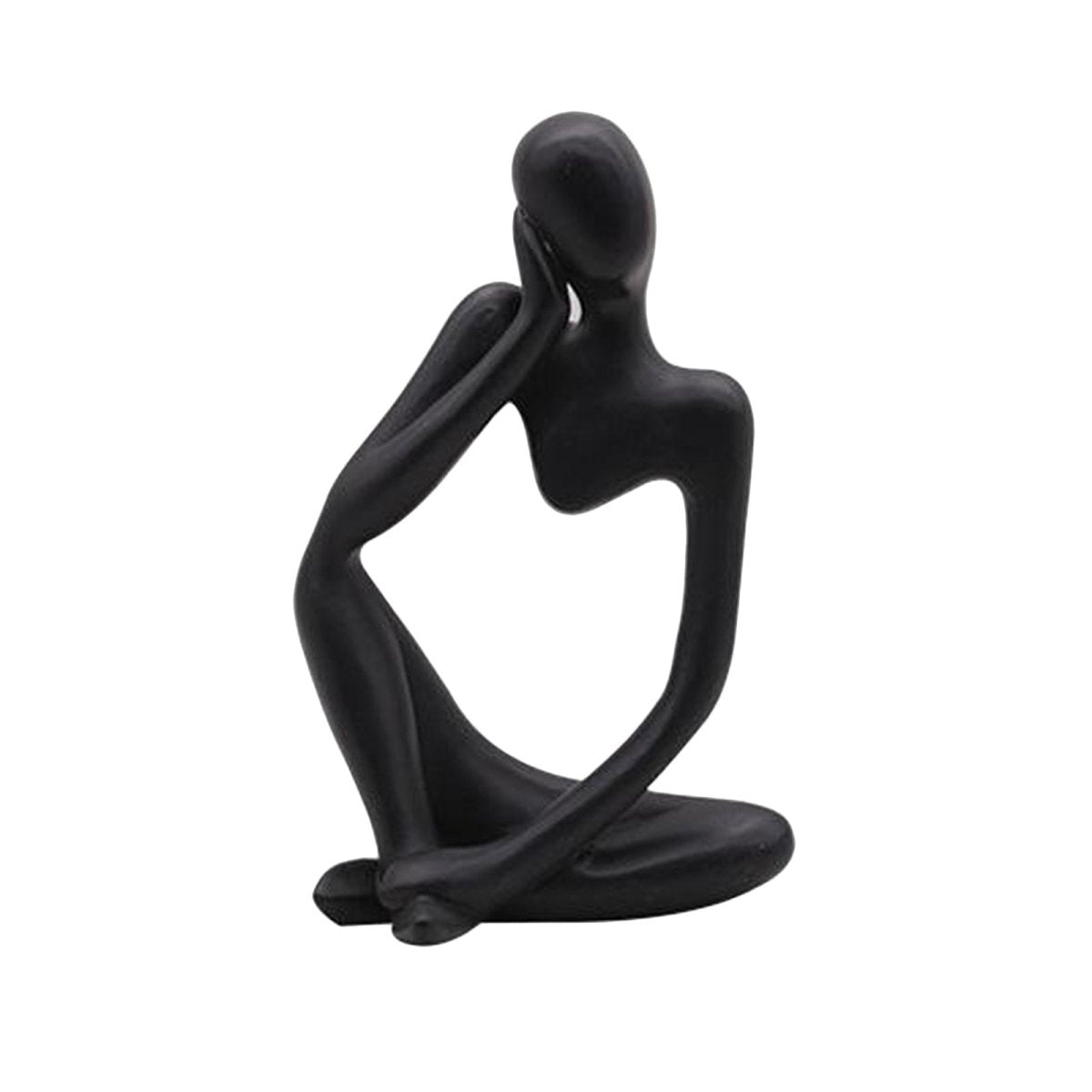 Abstract Thinker Resin Sculpture – Modern Artistic Ornaments in Black, White & Gold - B - Black - 