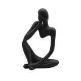 Abstract Thinker Resin Sculpture – Modern Artistic Ornaments in Black, White & Gold - B - Black - 