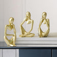 Abstract Thinker Resin Sculpture – Modern Artistic Ornaments in Black, White & Gold - A - Black - 