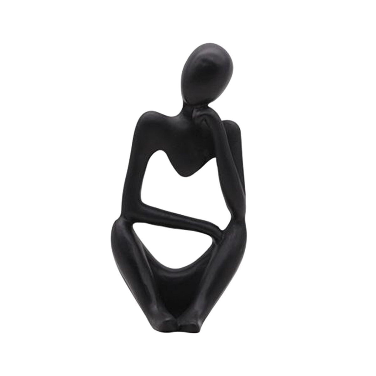 Abstract Thinker Resin Sculpture – Modern Artistic Ornaments in Black, White & Gold - A - Black - 