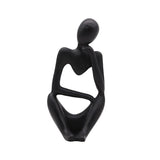 Abstract Thinker Resin Sculpture – Modern Artistic Ornaments in Black, White & Gold - A - Black - 