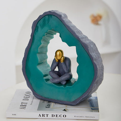 Abstract Thinker Sculpture – Modern Resin Character Art - B - 21 x 6 x 22.5 cm - 