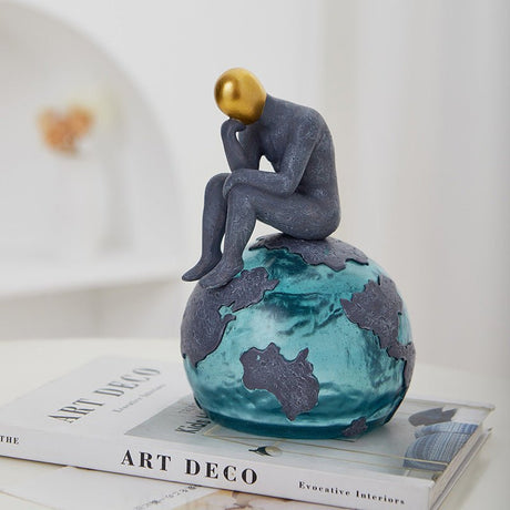 Abstract Thinker Sculpture – Modern Resin Character Art - A - 11 x 11 x 17.5 cm - 