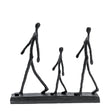 Abstract Walking Family Sculpture – Modern Resin Figurine Décor - 25.4X5.3X21.8cm - Black - 