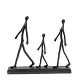 Abstract Walking Family Sculpture – Modern Resin Figurine Décor - 25.4X5.3X21.8cm - Black - 
