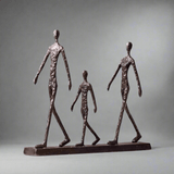 Abstract Walking Family Sculpture – Modern Resin Figurine Décor - 25.4X5.3X21.8cm - Black - 