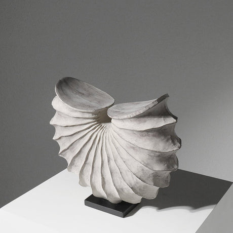 Abstract Wave Sculpture – Modern Nordic Resin Wood - Effect Ornament - 33 x 12 x 28CM - 