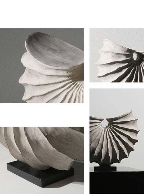 Abstract Wave Sculpture – Modern Nordic Resin Wood - Effect Ornament - 33 x 12 x 28CM - 