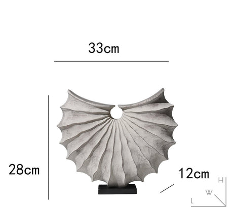 Abstract Wave Sculpture – Modern Nordic Resin Wood - Effect Ornament - 33 x 12 x 28CM - 