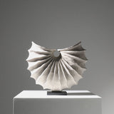 Abstract Wave Sculpture – Modern Nordic Resin Wood - Effect Ornament - 33 x 12 x 28CM - 