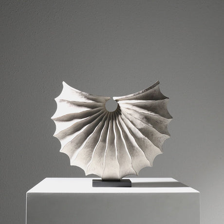 Abstract Wave Sculpture – Modern Nordic Resin Wood - Effect Ornament - 33 x 12 x 28CM - 