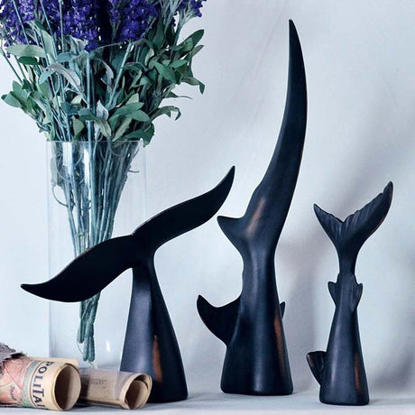 Abstract Whale Tail Resin Sculptures – Modern Ocean - Inspired Home Décor Ornaments - Rising Wave Tail - 