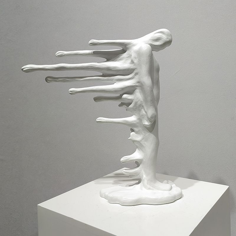 Abstract Wind Walker Sculpture – Modern Resin Art Décor | Walker Figure Sculpture Decoration - White - 