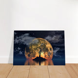 lunar eclipse isle a celestial nightscape awakened by the moon fine art digital illustration surreal moonlit scene30x45 cm / 12x18″Framed Canvas