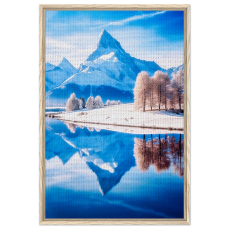 frozen reflections of majesty snowy mountain landscape wall art print20x30 cm / 8x12″Framed Canvas