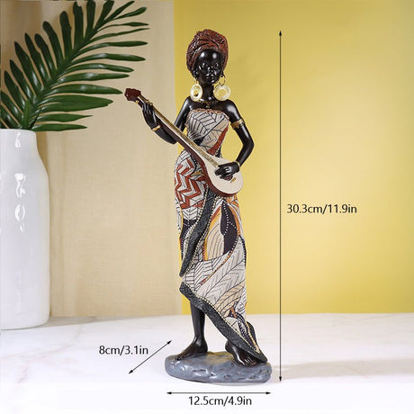 African Heritage Resin Sculpture – Retro Handcrafted Figurines - Standing Grace Figurine - 
