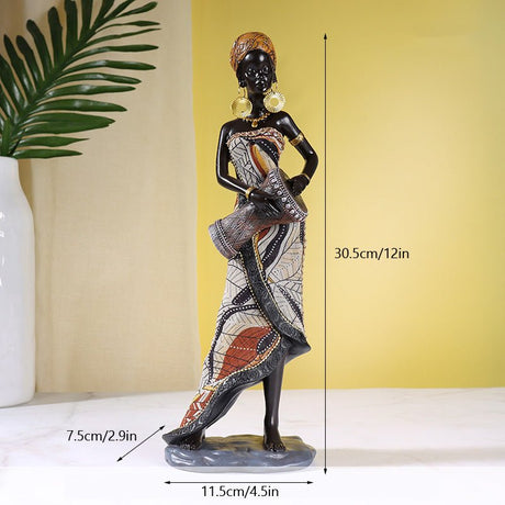 African Heritage Resin Sculpture – Retro Handcrafted Figurines - Drummer Figurine - 