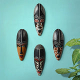 African Resin Wall Mask Décor – Handcrafted Tribal Style Ornaments - A - 