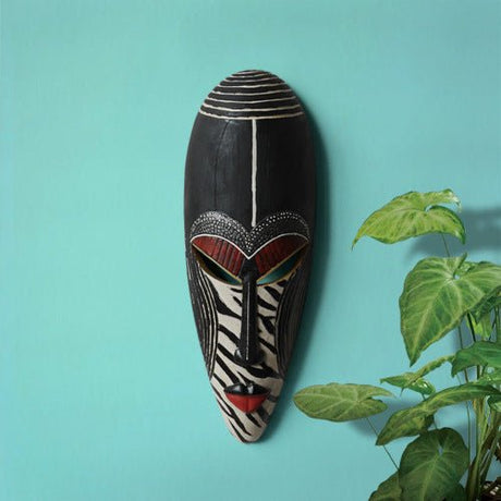 African Resin Wall Mask Décor – Handcrafted Tribal Style Ornaments - A - 