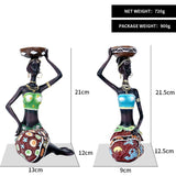African Resin Women Statues – Handcrafted Decorative Figurine Set - Candle Holder - Set - 