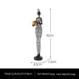 African Tribal Lady Resin Sculptures – Elegant Cultural Figurine Set (Multicolour, White, Gold) - Black and white - 