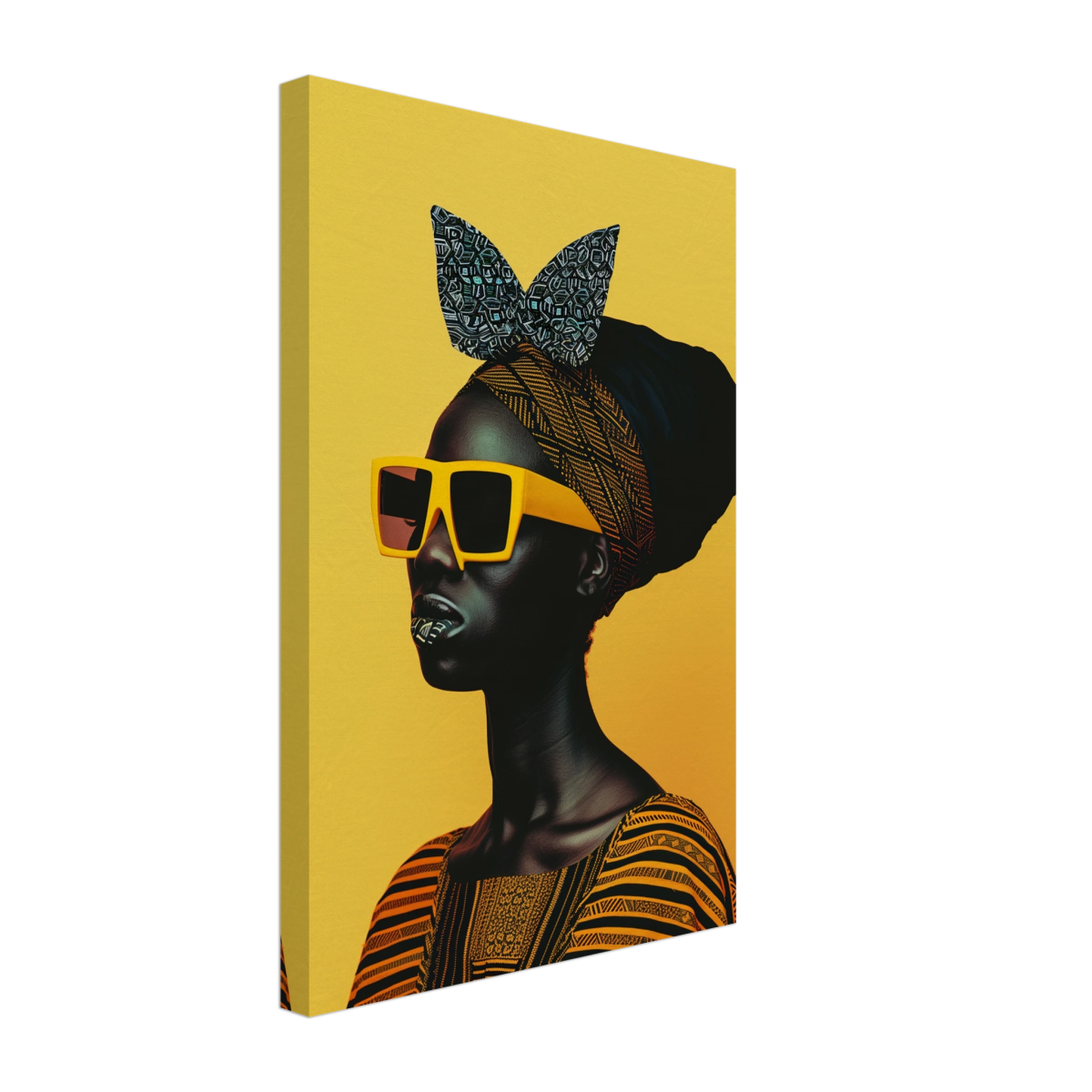 AfroFuturist Muse – Bold Afrocentric Portrait Wall Art Print - Canvas - 30x45 cm / 12x18″ - 