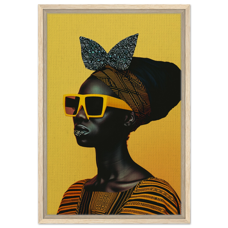 AfroFuturist Muse – Bold Afrocentric Portrait Wall Art Print - Framed Canvas - 40x60 cm / 16x24″ - Wood frame