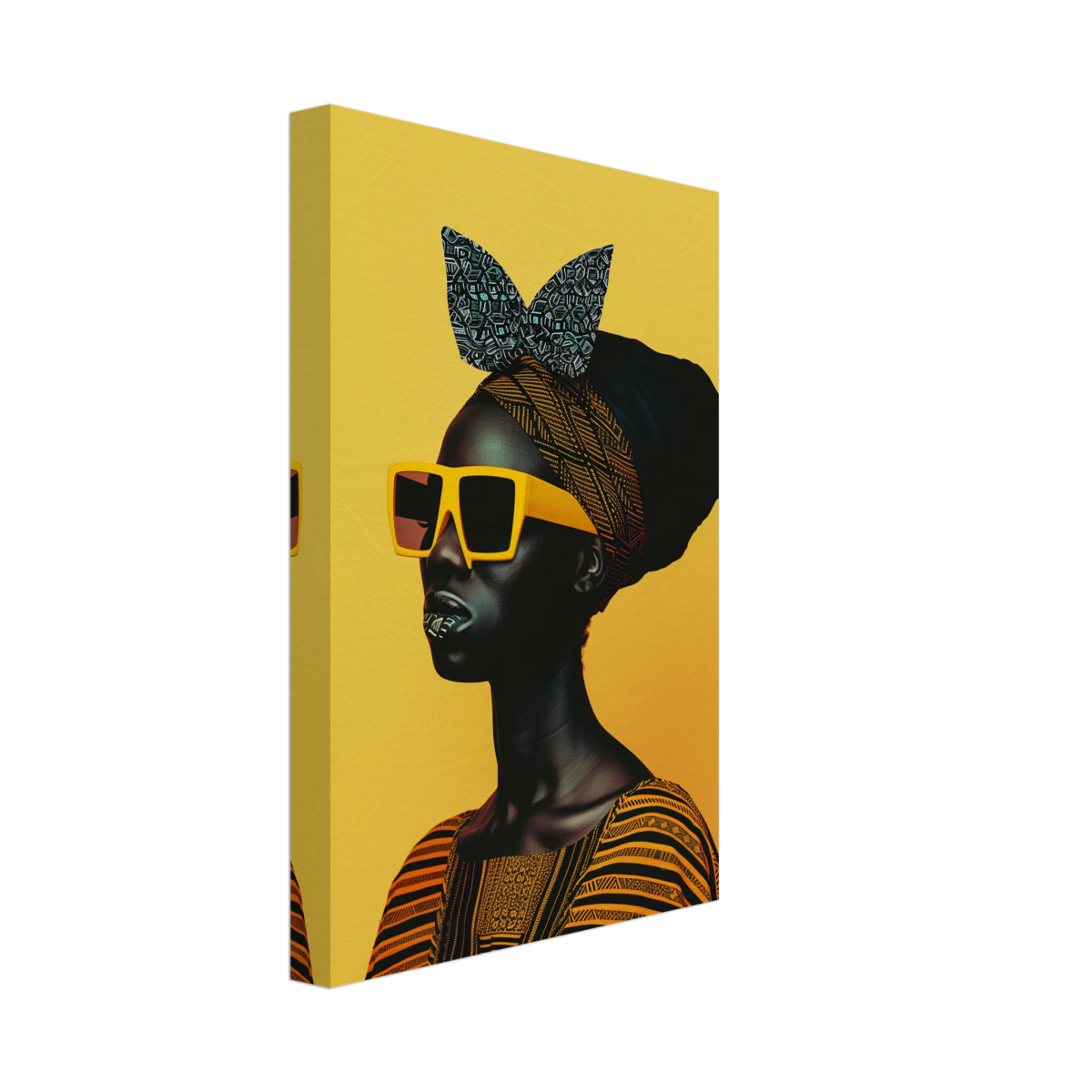 AfroFuturist Muse – Bold Afrocentric Portrait Wall Art Print - Canvas - 20x30 cm / 8x12″ - 