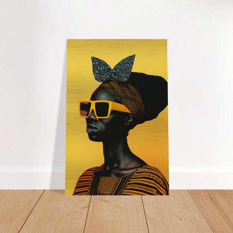 AfroFuturist Muse – Bold Afrocentric Portrait Wall Art Print - Brushed Aluminum Print - 40x60 cm / 16x24″ - 