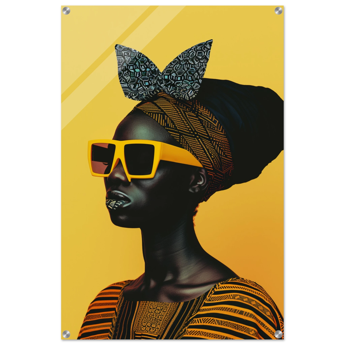 AfroFuturist Muse – Bold Afrocentric Portrait Wall Art Print - Acrylic Print - 60x90 cm / 24x36″ - 