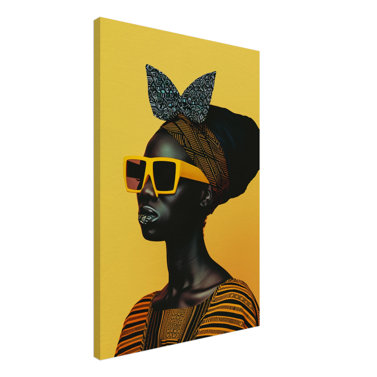 AfroFuturist Muse – Bold Afrocentric Portrait Wall Art Print - Canvas - 50x75 cm / 20x30″ - 