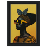 AfroFuturist Muse – Bold Afrocentric Portrait Wall Art Print - Framed Canvas - 20x30 cm / 8x12″ - Black frame