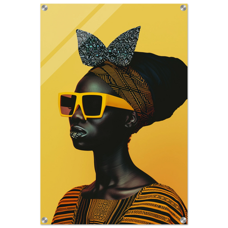 AfroFuturist Muse – Bold Afrocentric Portrait Wall Art Print - Acrylic Print - 50x75 cm / 20x30″ - 