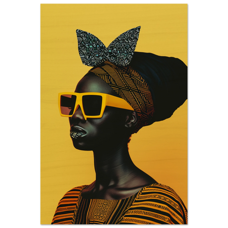 AfroFuturist Muse – Bold Afrocentric Portrait Wall Art Print - Wood Prints - 50x75 cm / 20x30″ - 