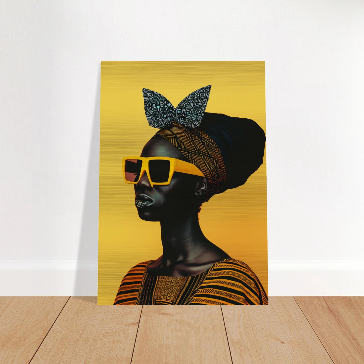 AfroFuturist Muse – Bold Afrocentric Portrait Wall Art Print - Brushed Aluminum Print - 70x100 cm / 28x40″ - 